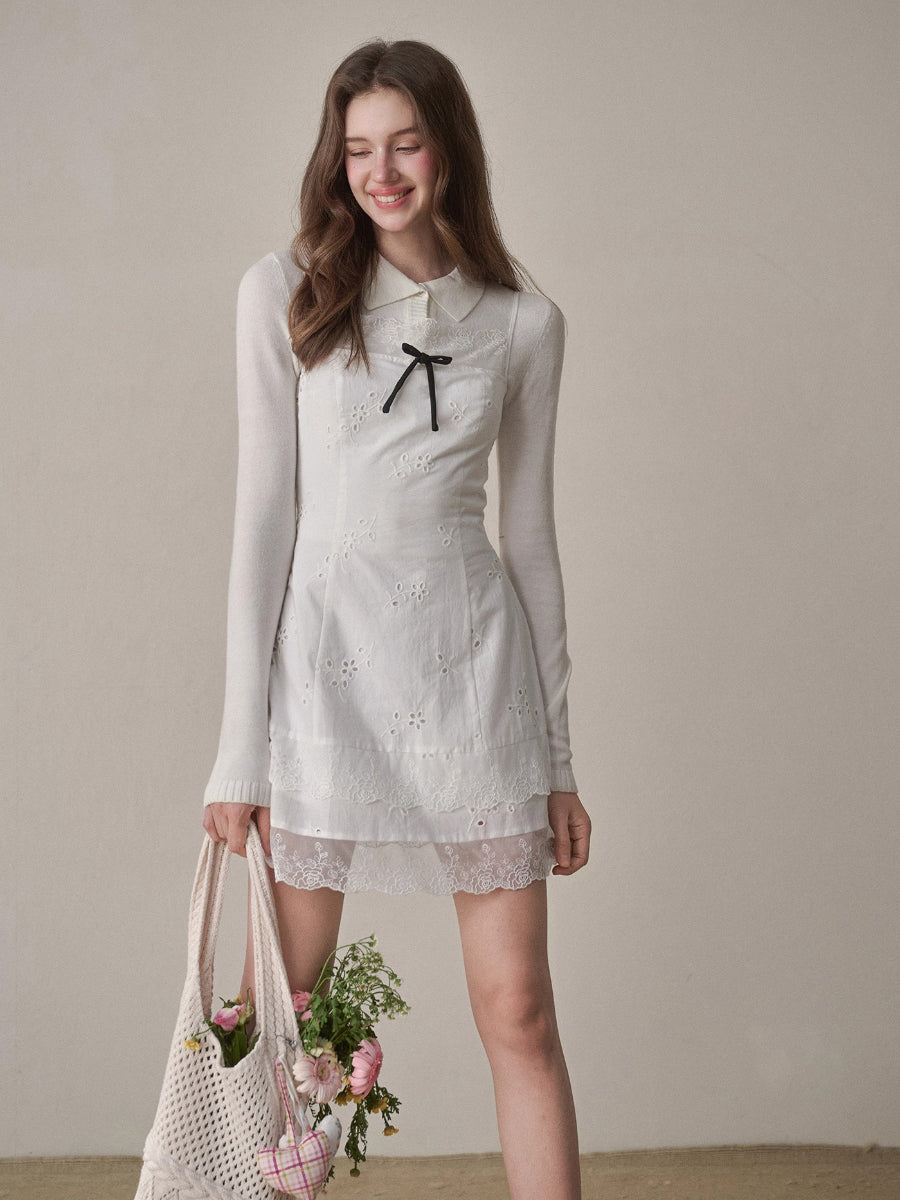 Cotton Embroidered Lace Slip Dress