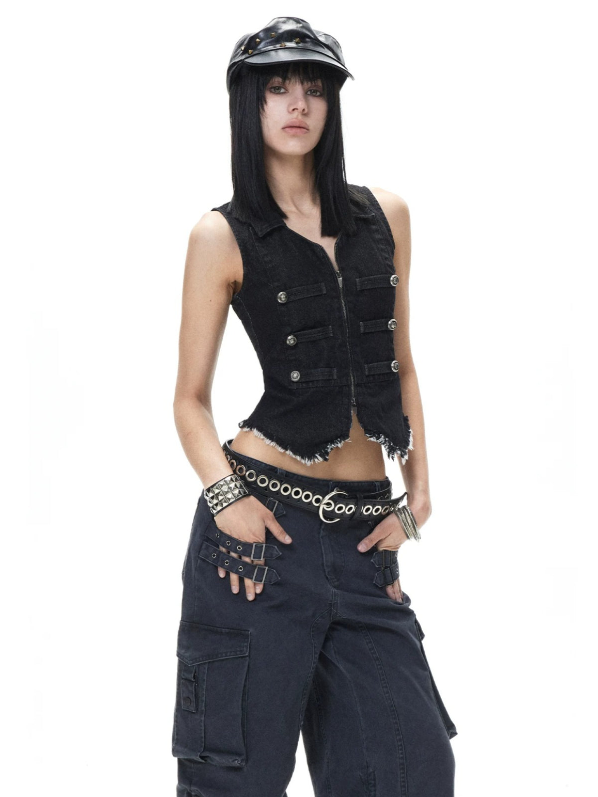 Punk Double-Breasted Collar Vest