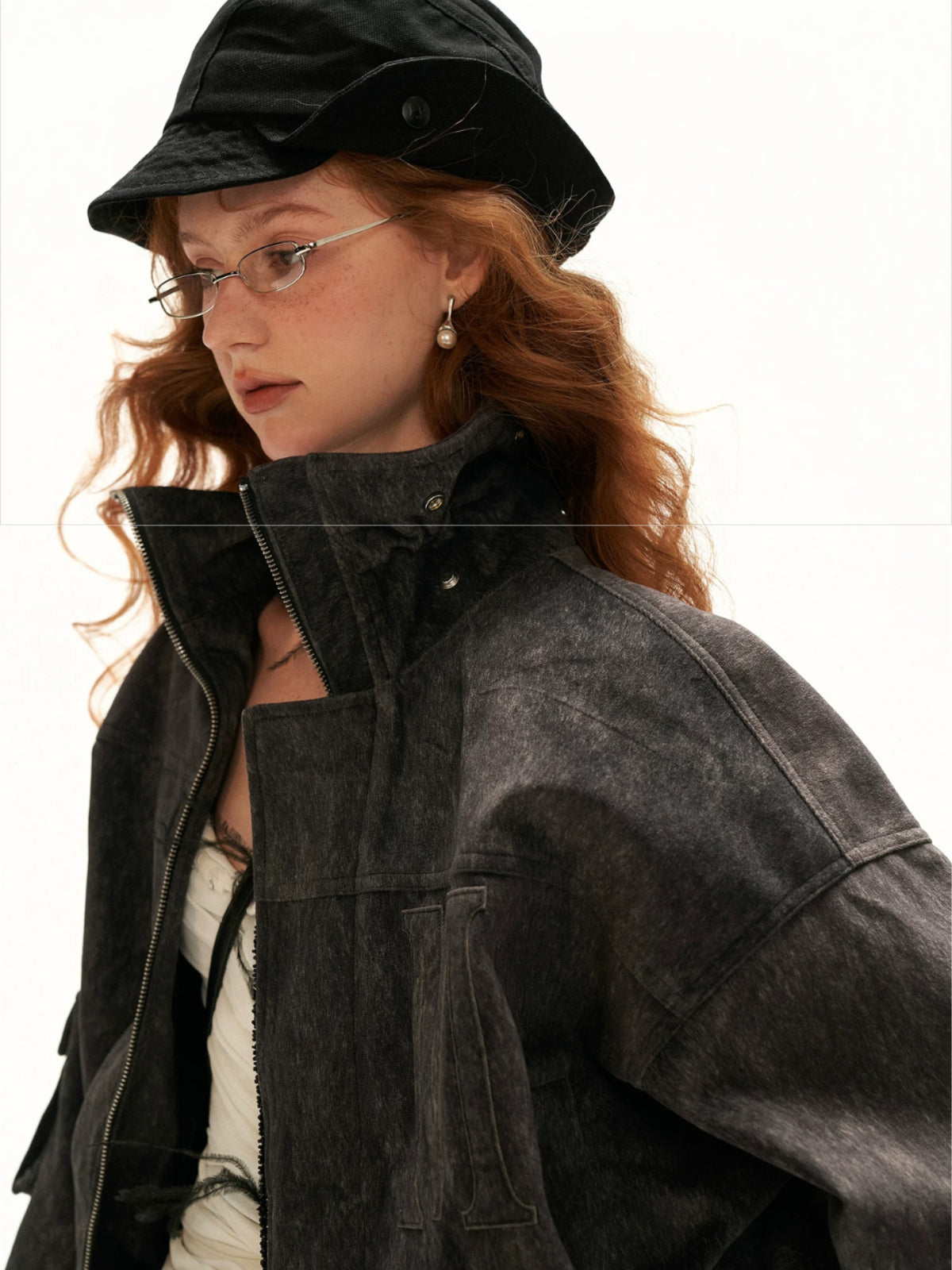 Textured Faux Fur Collar Jacket