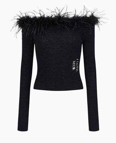 Off-White &amp; Black Detachable Off-shoulder Sweater