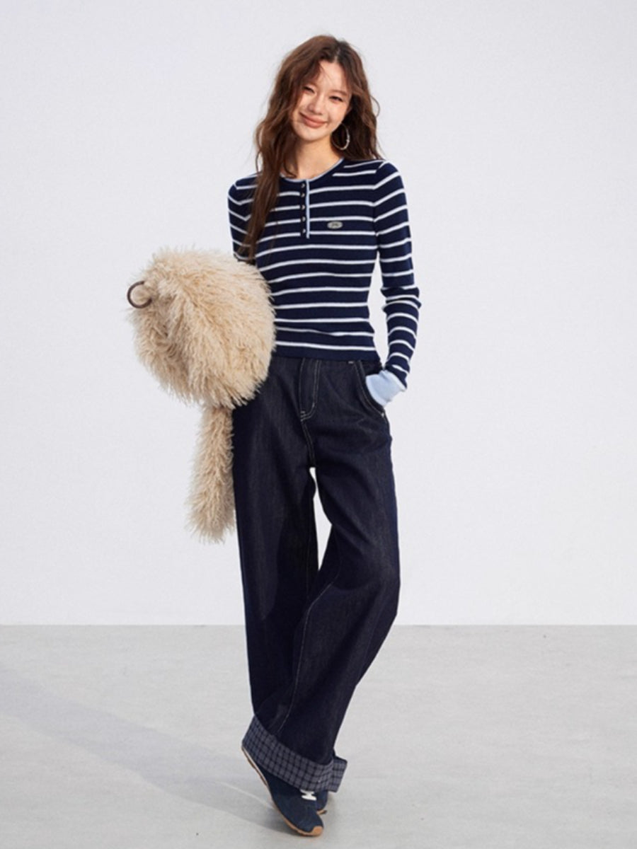 Striped Wool Knit Top