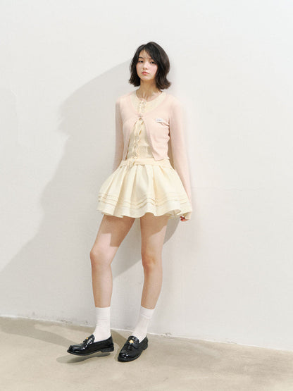 Lace Collar Fake Two-piece Cardigan