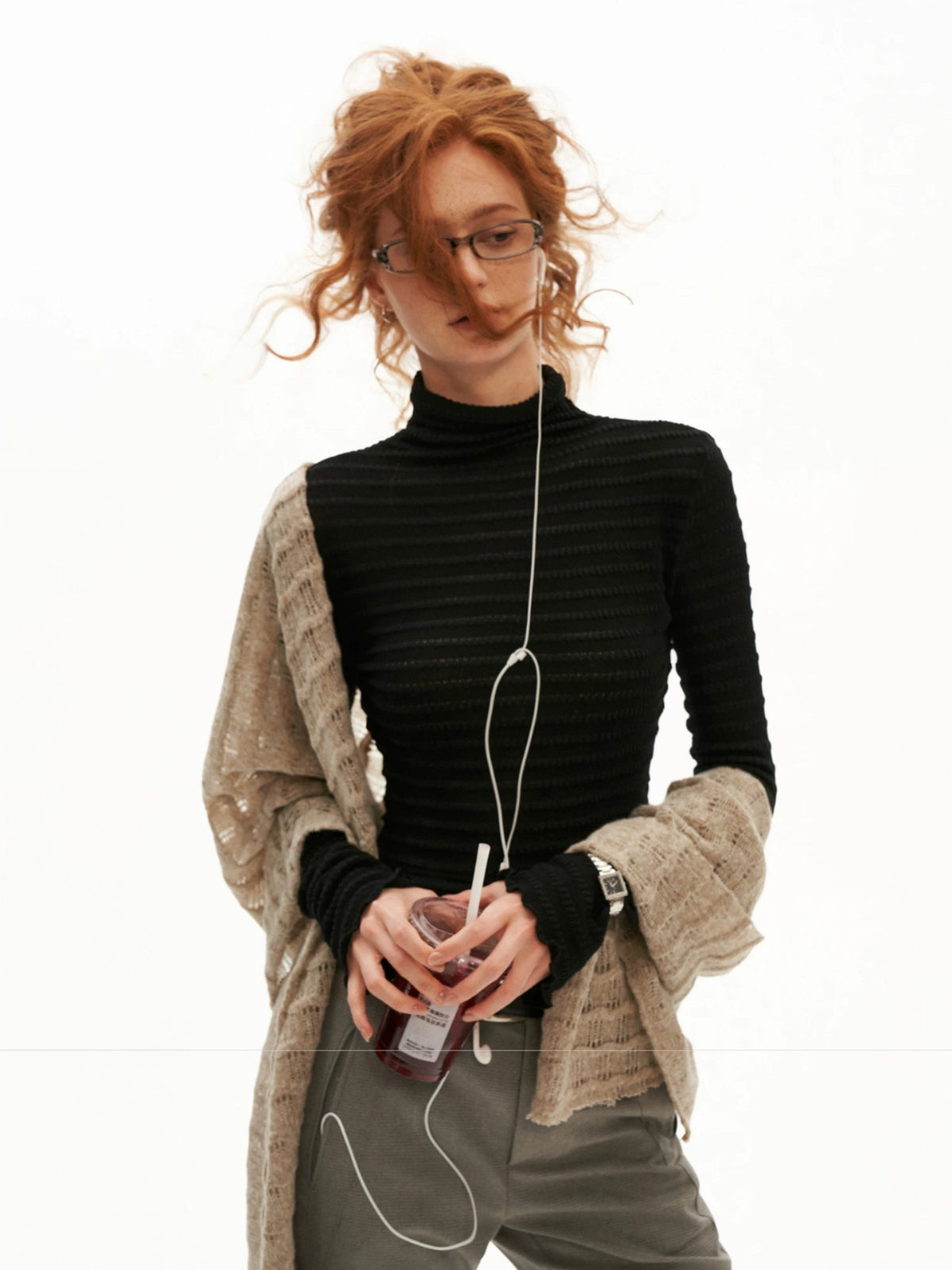Mock Neck Cropped Long Sleeve Top