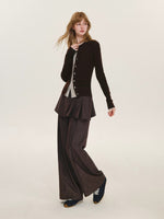 Contrast Layered Wool Blend Cardigan