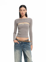 Wool Real Two-piece Layered Waist-cinching Top