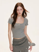 Lace Backless U Neck Tee