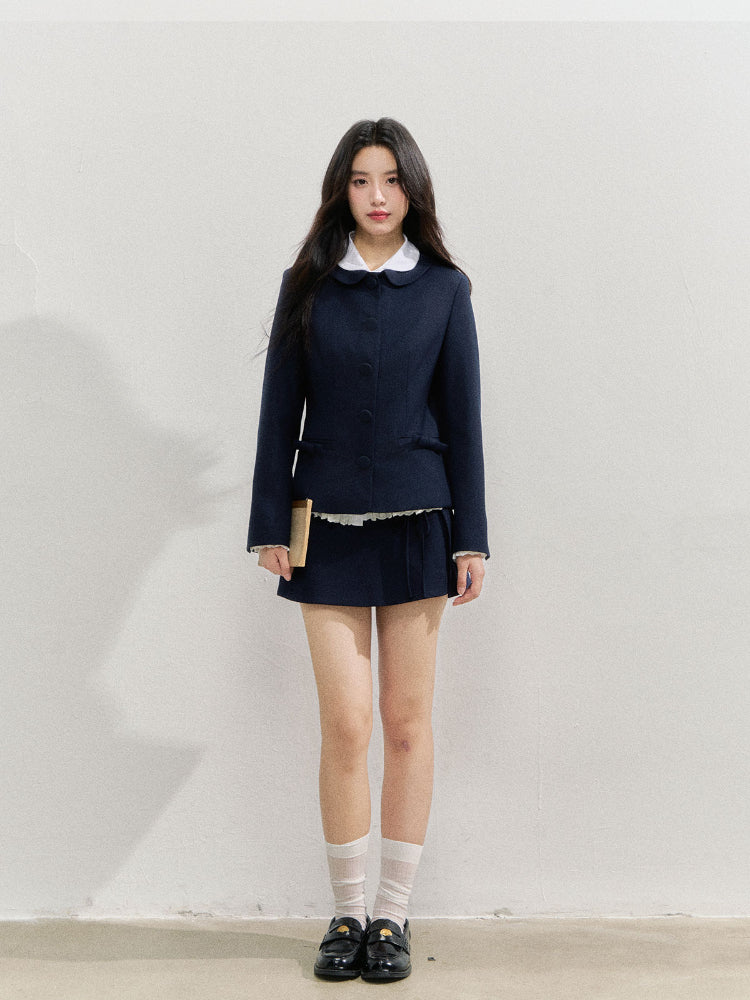Navy Blue College-style Suit