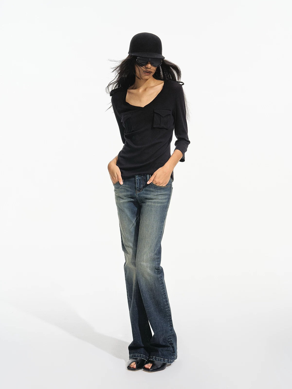 V Neck Knit Top