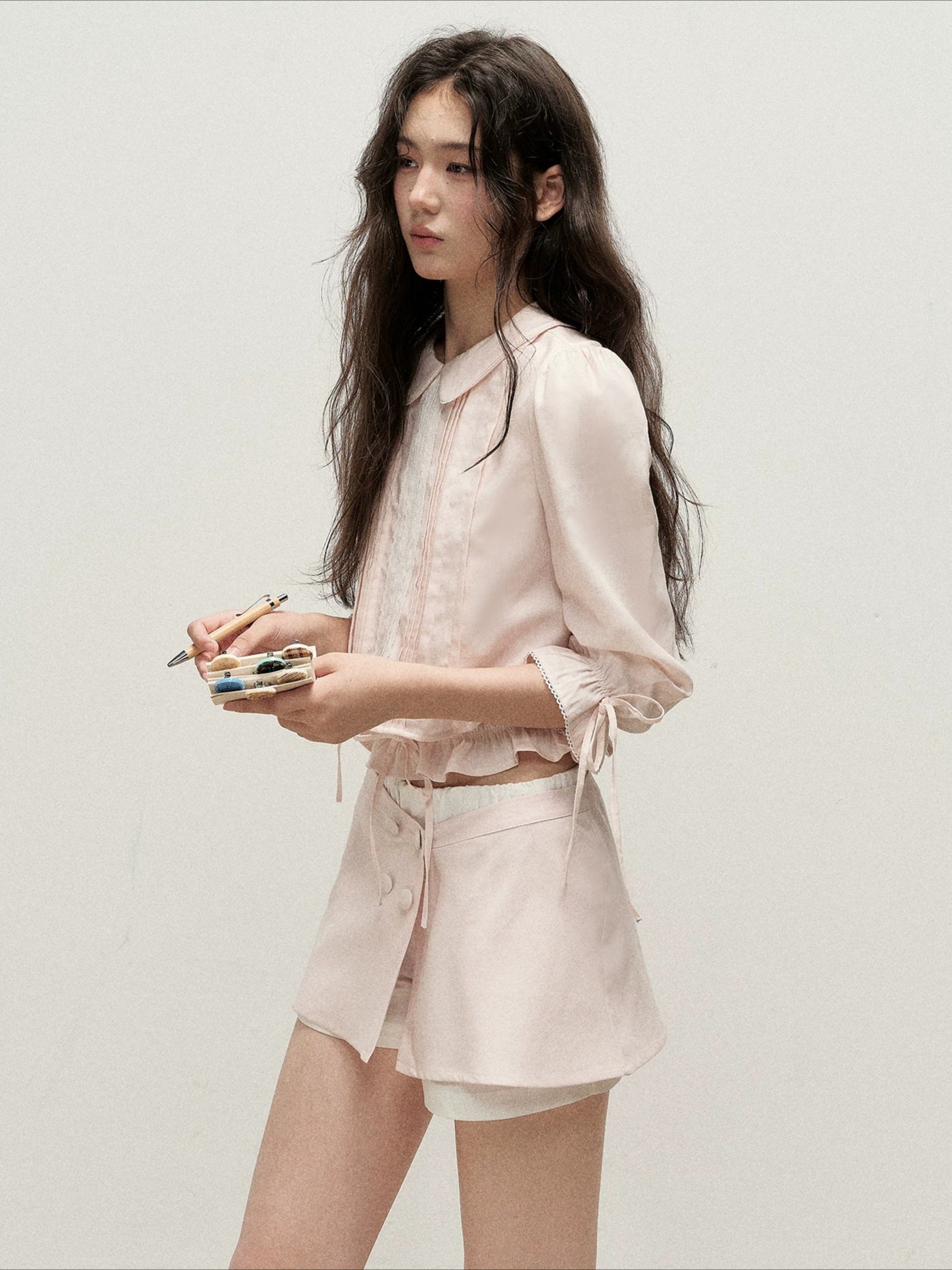 Pink Lace Shirt Skort Set