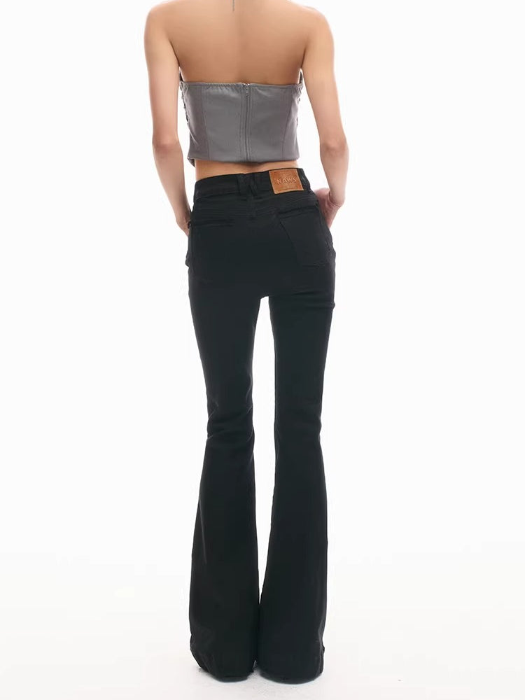 +5CM N1 Washed Skinny Bootcut Jeans