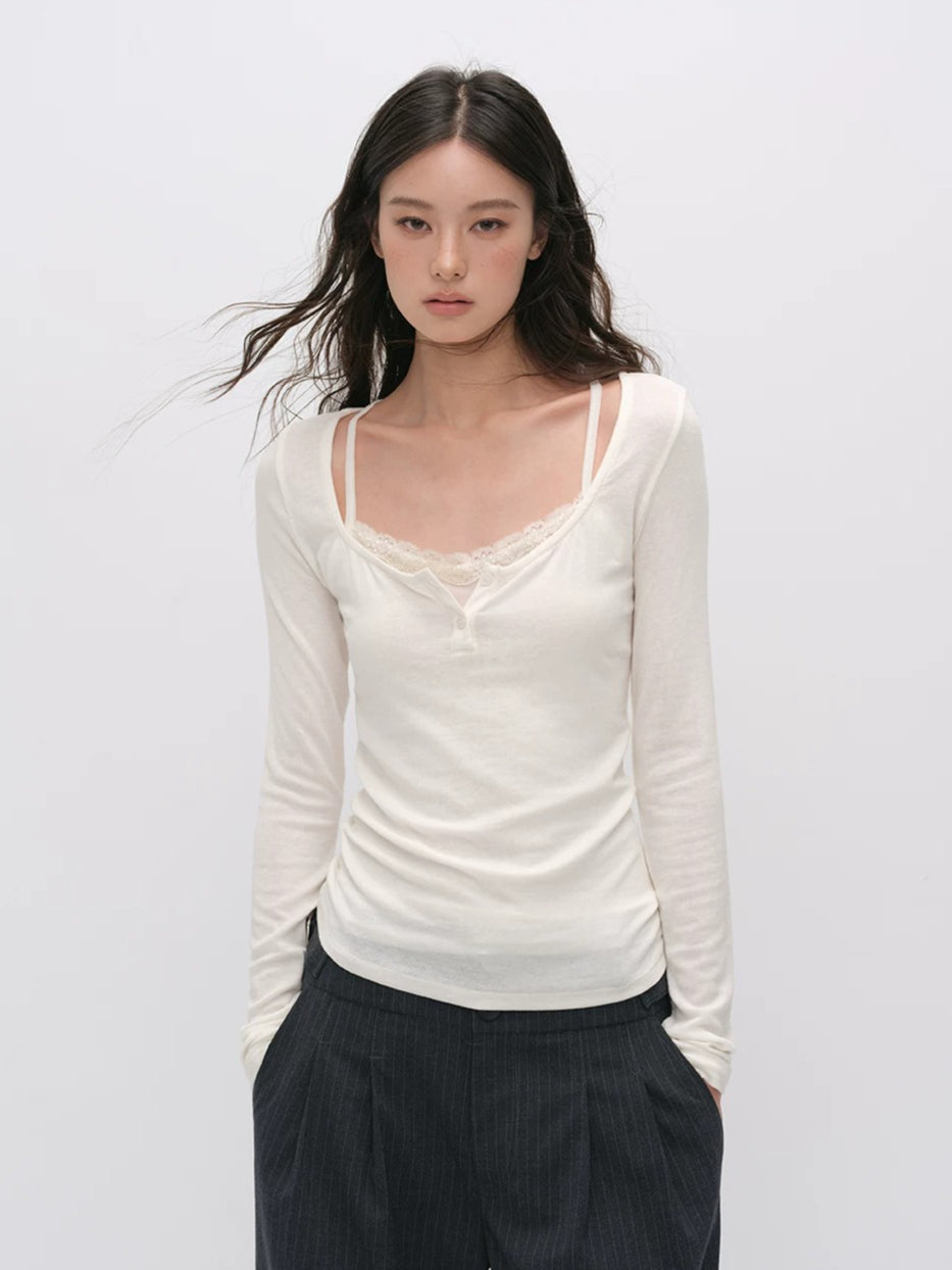 Lace Layered Wool Top