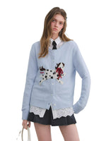 Pony Jacquard Bow Crewneck Knit Cardigan