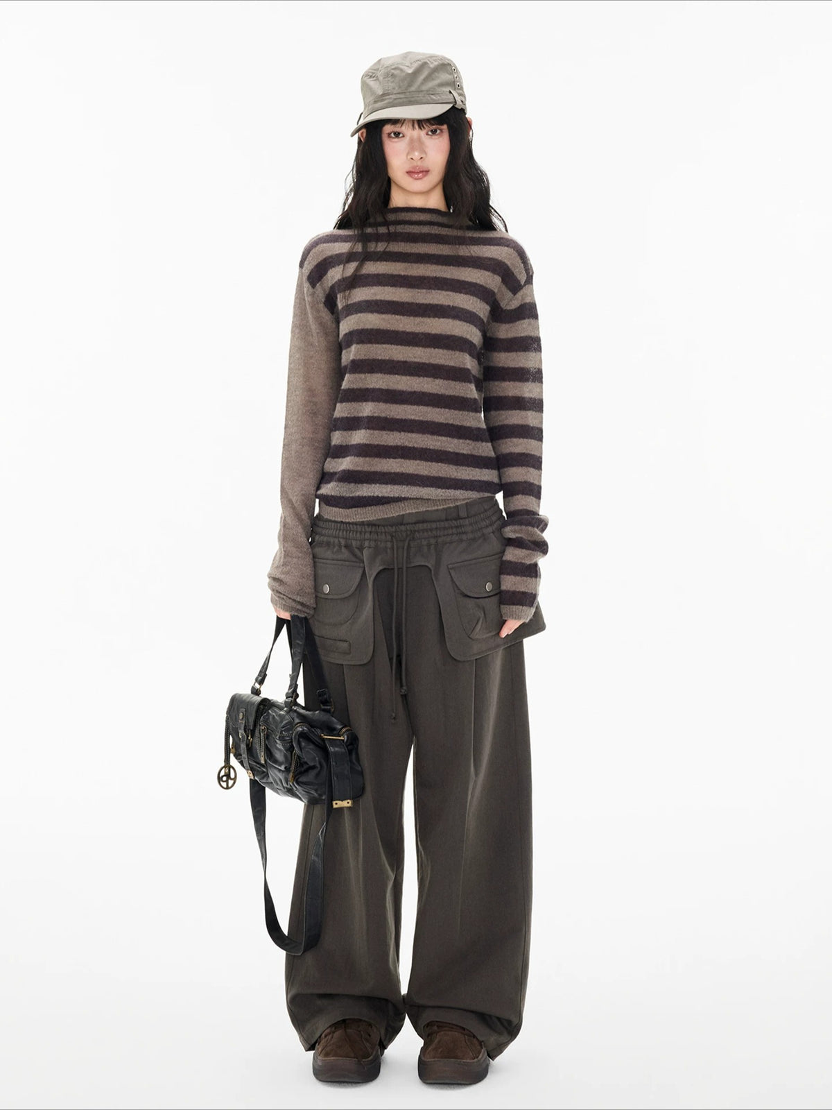 Detachable Skirt Panel Straight Leg Pants