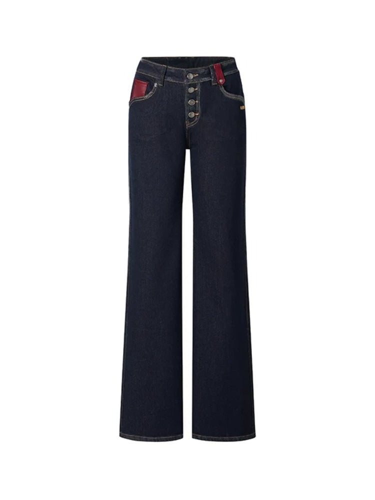 ＋5CM N4 Suede Straight Jeans