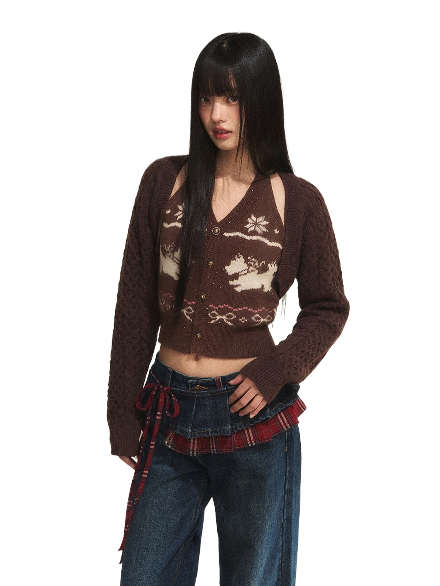 Fair Isle Jacquard Halter 2-Piece Set