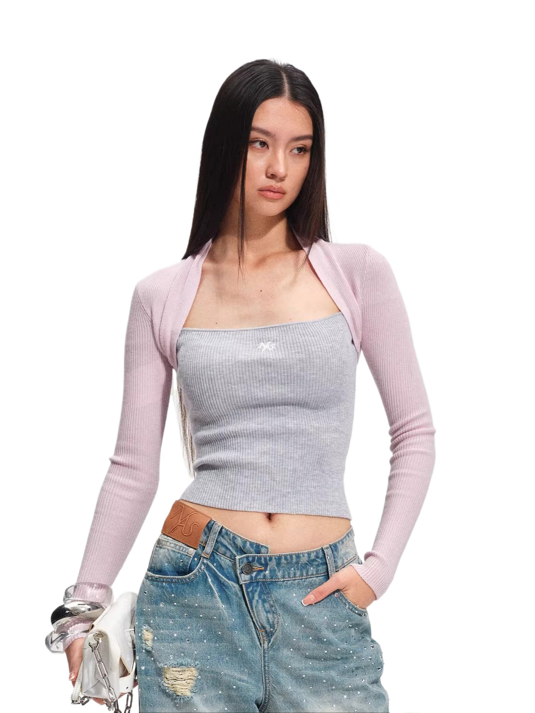 Aman Knit Colorblock Layered Sweater