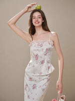 Cosagach Pearl Satin Embroidered Camisole & Skirt Set