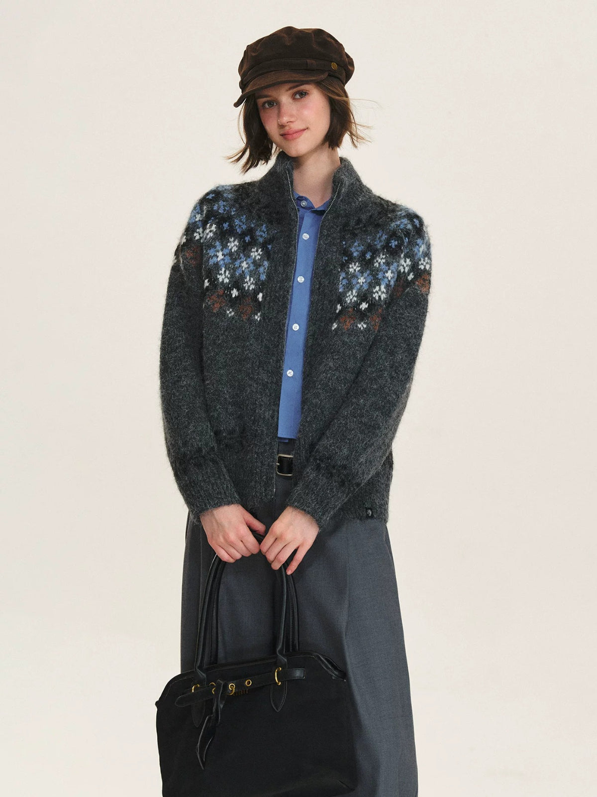 Vintage Fair Isle Zip Cardigan