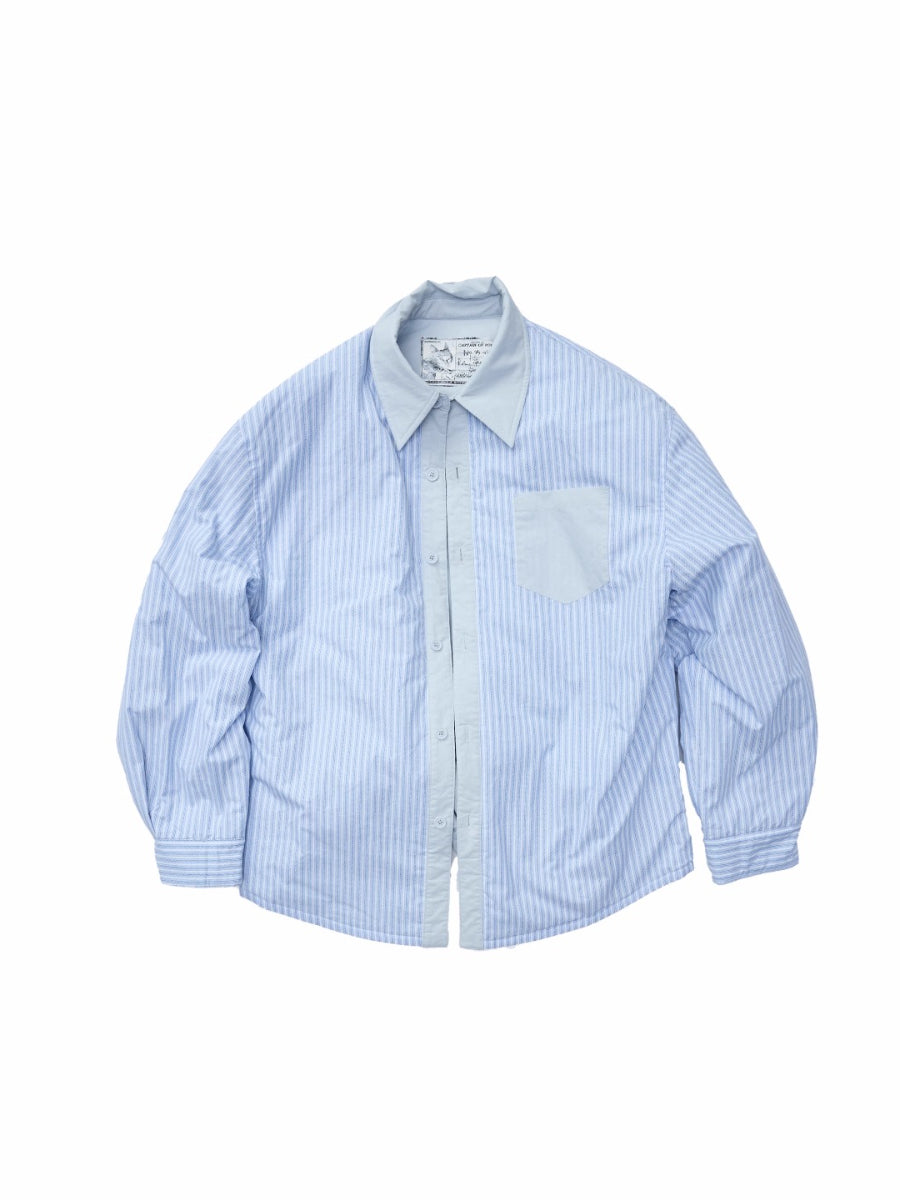 Embroidered Striped Reversible Cotton Padded Shirt &amp; Skirt Set