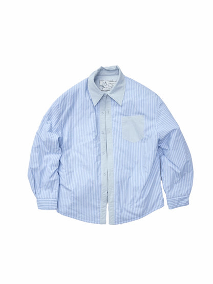 Embroidered Striped Reversible Cotton Padded Shirt &amp; Skirt Set