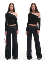 +5CM N2 Smiling Straight Denim Pants