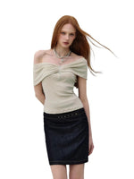 Twist Bardot Ribbed T-Shirt