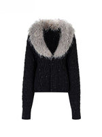 Heavyweight Detachable Fur Collar Cardigan