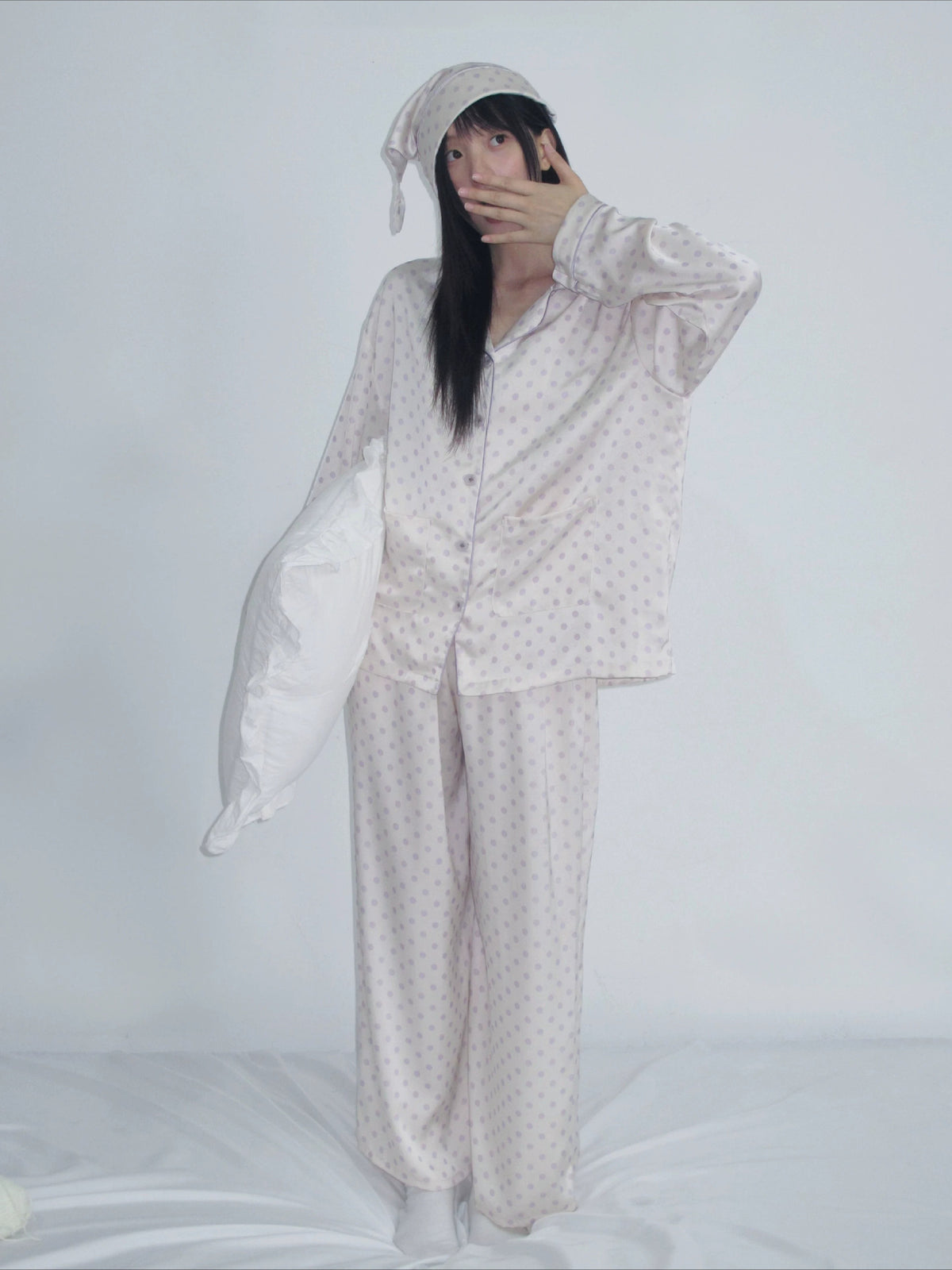 Purple Floral Polka Dot Loungewear Set