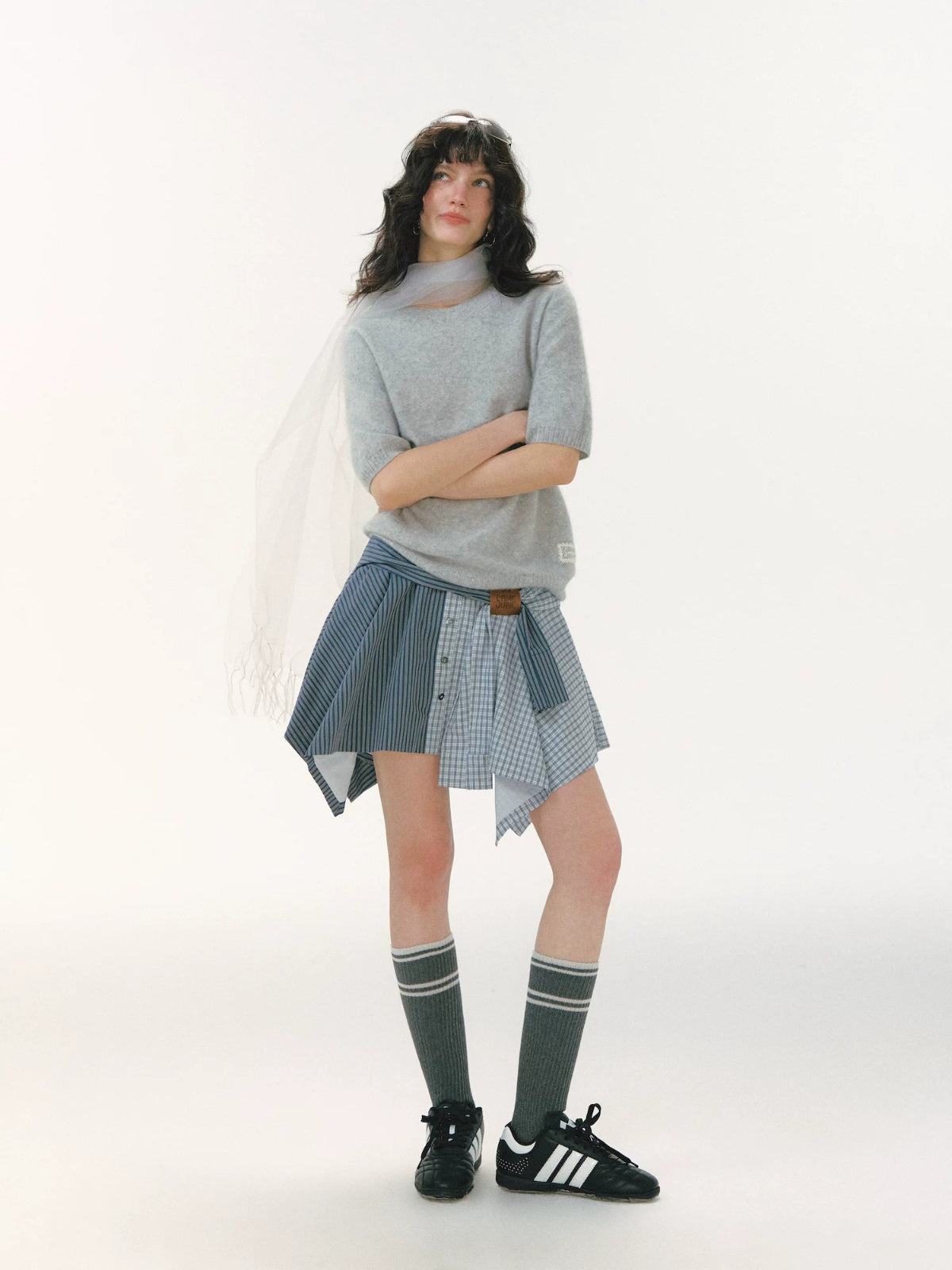 Vintage Plaid Asymmetric Skirt