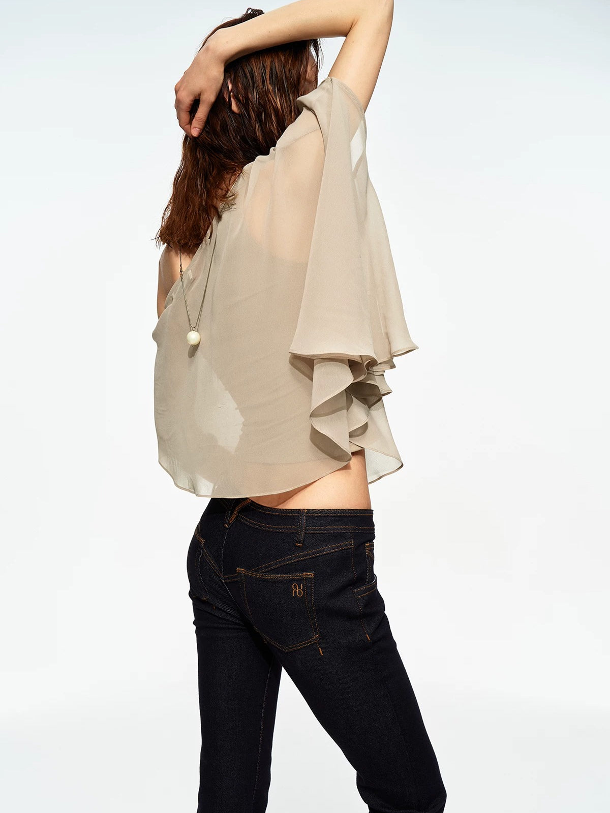 Asymmetric Chiffon Cape Top