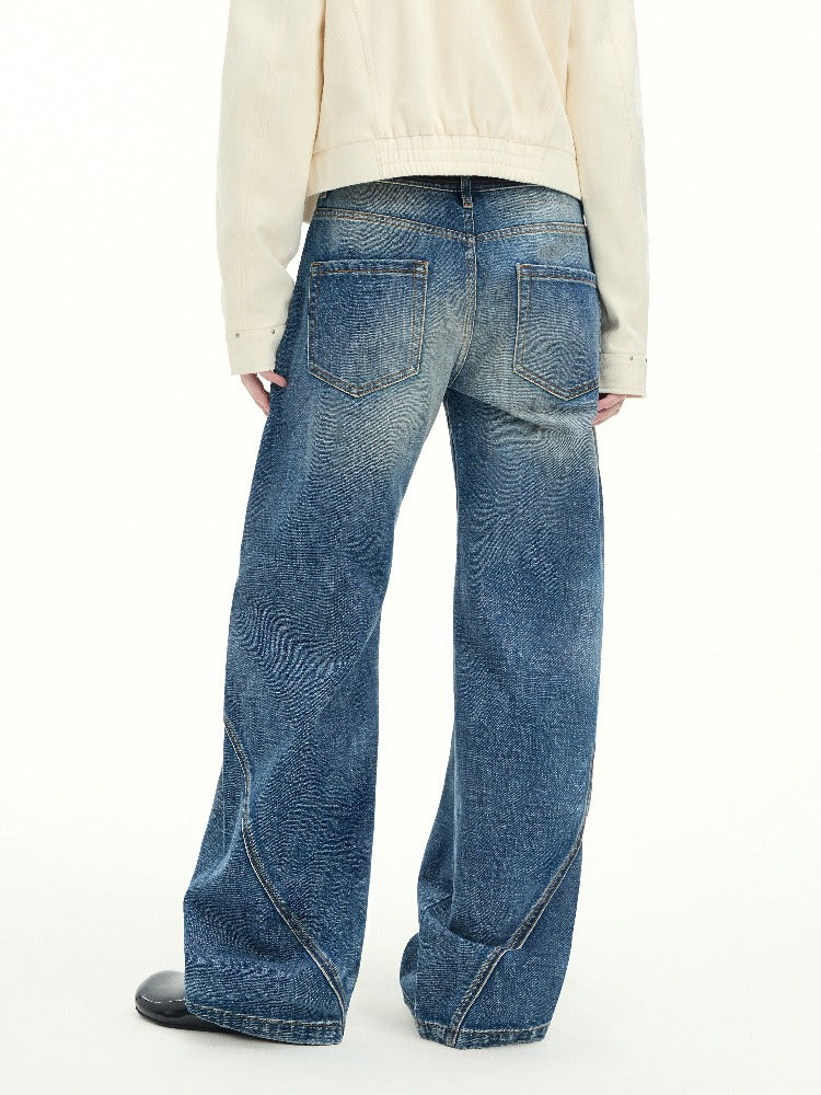 Vintage Cut-Seam Wide-Leg Jeans