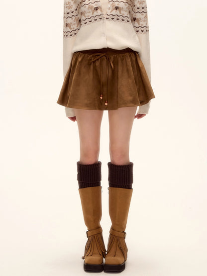 Suede Beaded Mini Skirt