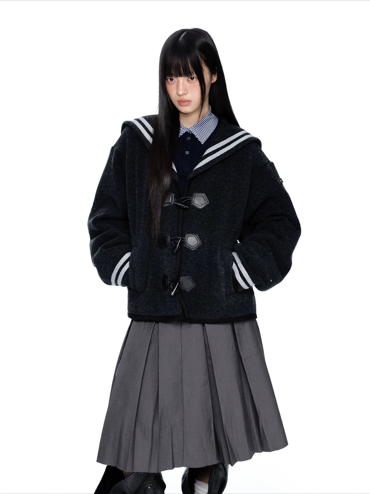 Navy Collar Toggle Jacket