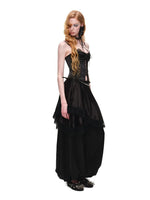 Satin Lace Asymmetric Pleated Skirt