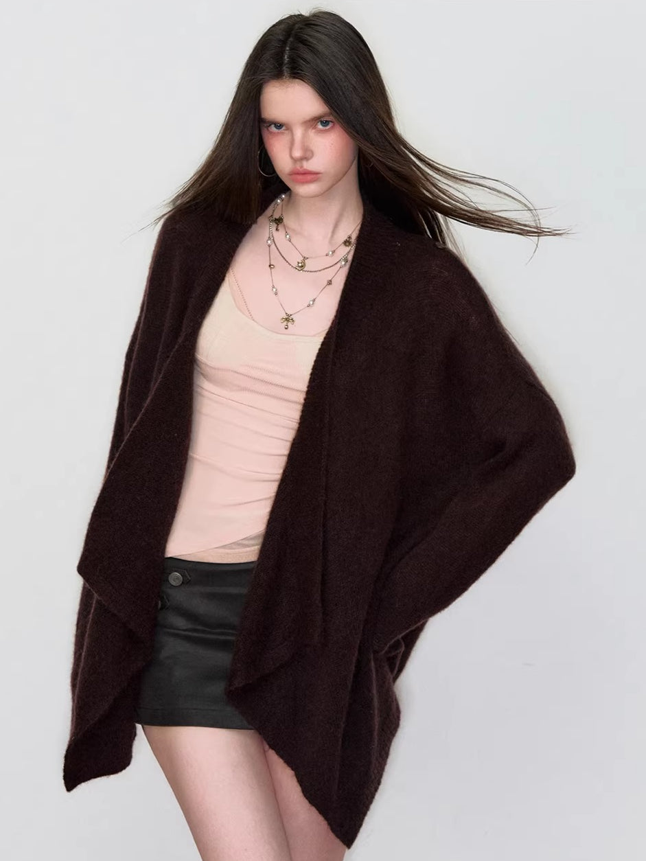 Draped Shawl Knit Sweater