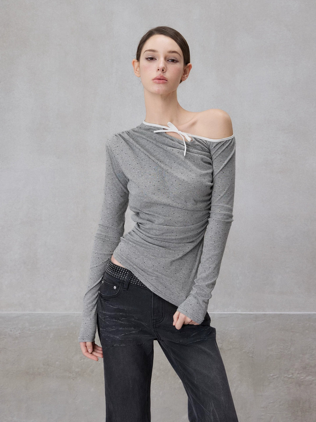 Rhinestone Off-Shoulder Top