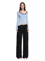 Asymmetric Contrast Neck T-shirt