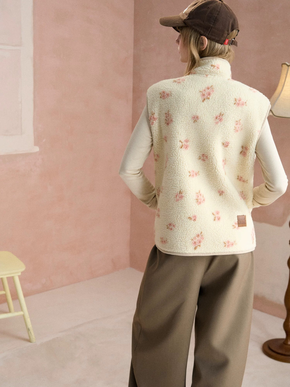 Floral Sherpa Fleece Vest