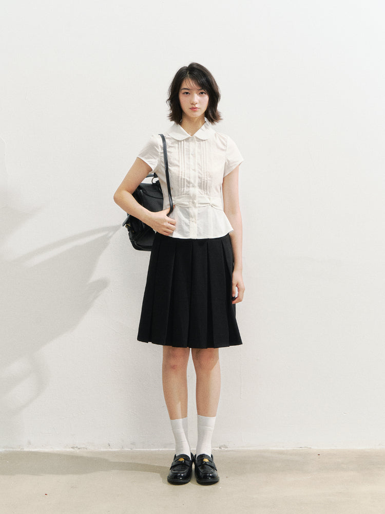 Waist Cinching Bow-Designed Shirt