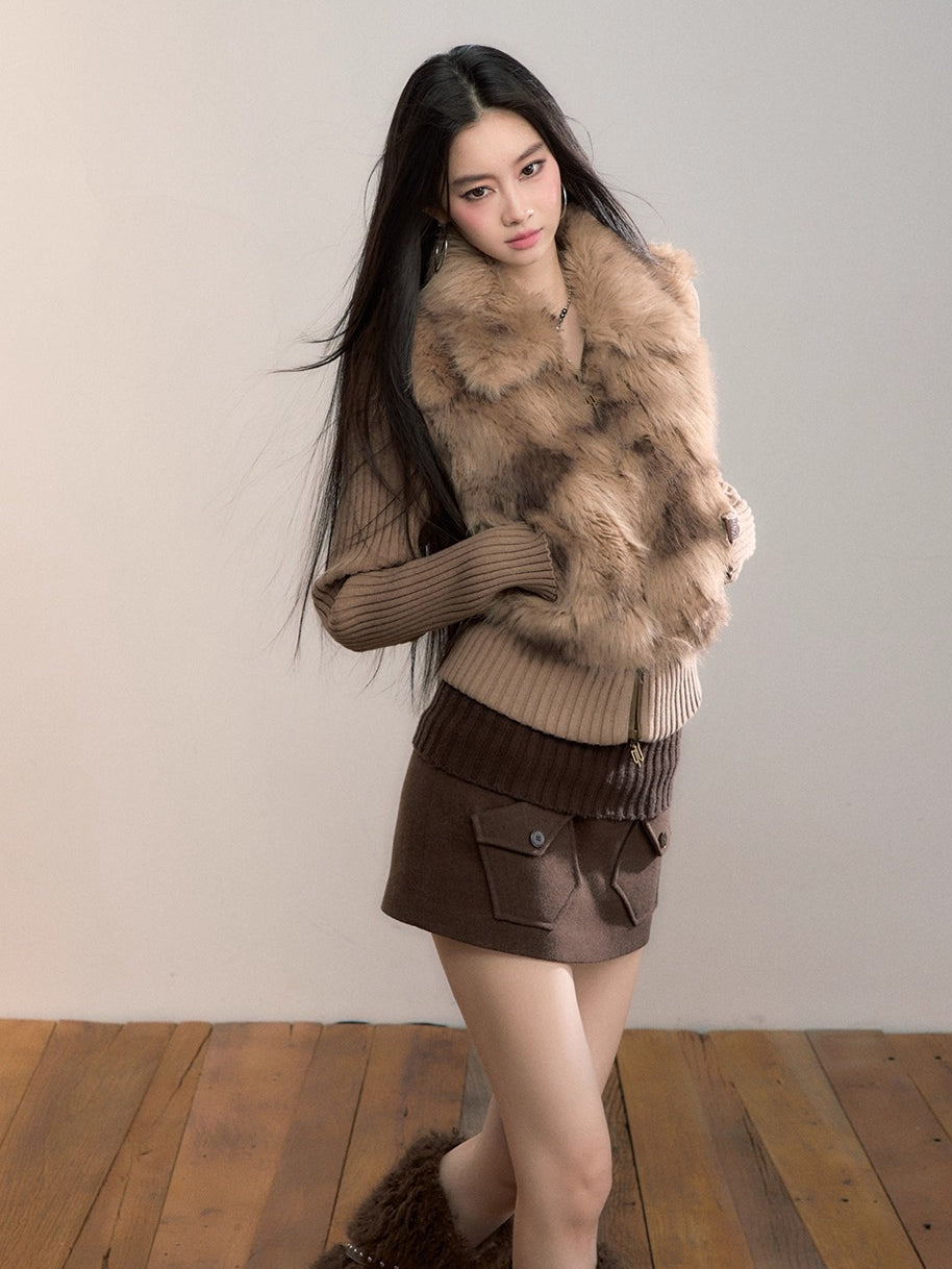 Knit Waist Pocket Mini Skirt