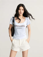 Letter U-Neck T-Shirt