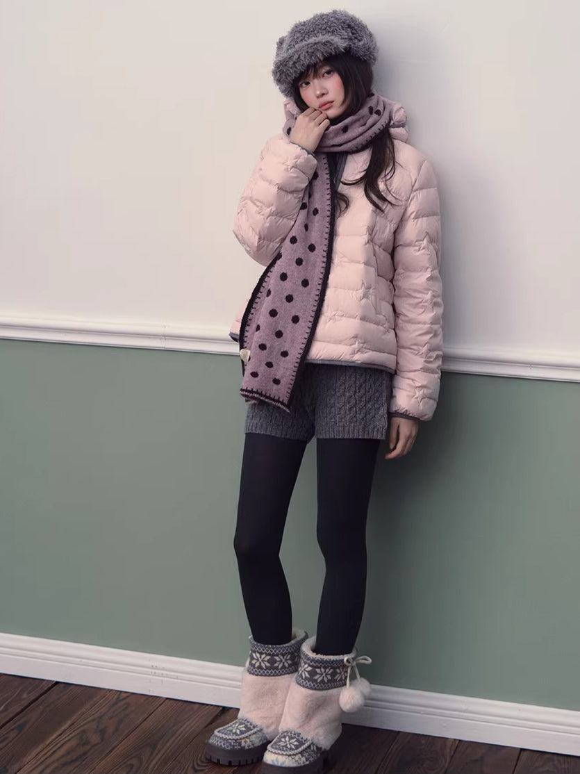 Star Quilted Hooded Down Jacket