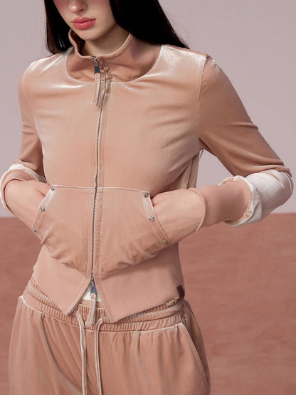 Velvet Sports Sweatshirt &amp; Wide-Leg Pants Set