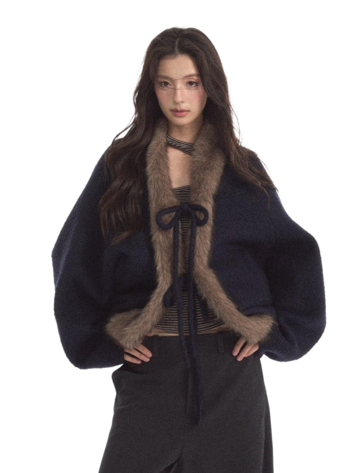 7Shiftin Bow Tie Balloon Sleeve Cocoon Jacket – CHINANIO