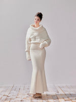 Oversized Turtleneck Off-Shoulder Sweater & Skirt Set
