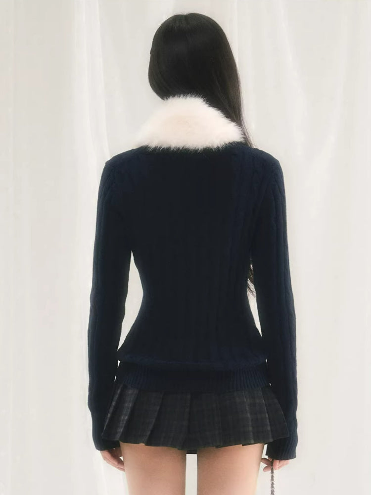 Detachable Snood Cable Knit Top