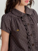 Polka Doll Collar Shirt & Skirt Set