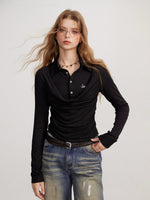 Off-white & Black Layered Polo Top