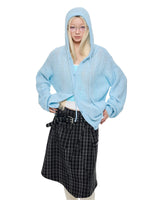Hooded Mohair Blend Knit Cardigan