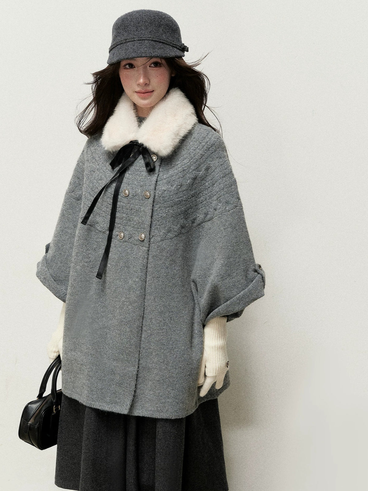 Vintage Bow Faux Fur Collar